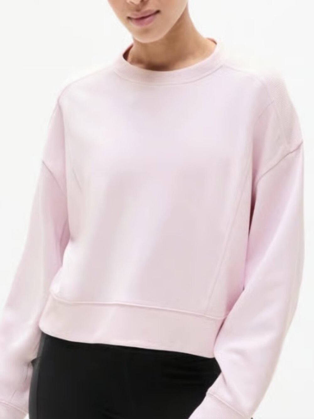 Athleta Seasoft Rib Crewneck Sweatshirt Size S Halo Pink -- NWT